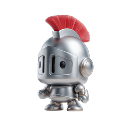 Metallic Robot Knight Character Icon with Red Mohawk