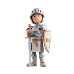 3D Knight Warrior Character Icon - Medieval Fantasy Hero