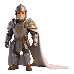 3D Cartoon Knight Warrior Character Icon