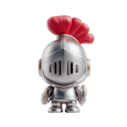 Cute 3D Knight Warrior Character Icon with Red Plume