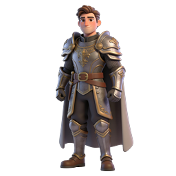 3D Knight Warrior Character with Ornate Armor Icon