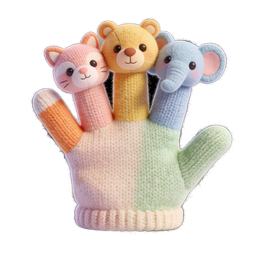 Knitted Animal Hand Puppet Toy Icon | Cute Baby Toy