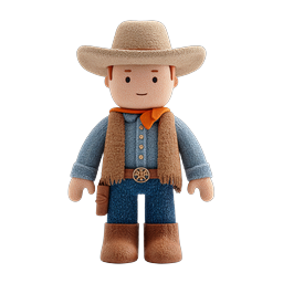 Personnage cowboy tricoté 3D icône - Figurine de shérif western