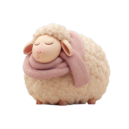 Adorable Knitted Sheep 3D Icon - Cozy Wool Lamb Character