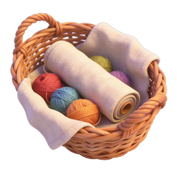 Knitting Basket with Colorful Yarn Balls Icon