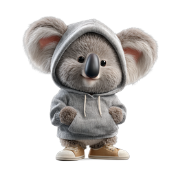 Cute Koala in Gray Hoodie Character Icon