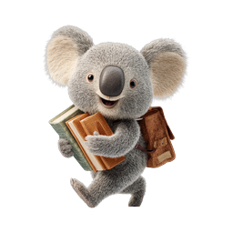 Cute Koala Student with Books Backpack Icon