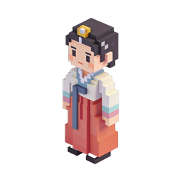 Cute Pixel Art Korean Character Icon in Hanbok