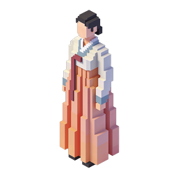 Pixel Art Korean Hanbok Icon for Cultural Representation