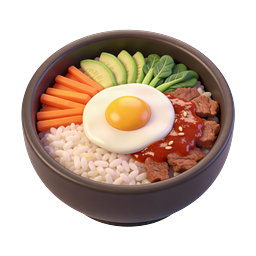 ไอคอน 3D ข้าวยำเกาหลี - บิบิมบับหน้าไข่