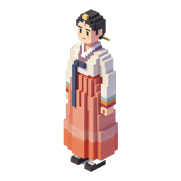 Korean Woman in Traditional Hanbok Voxel Icon