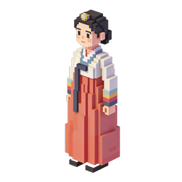 Korean Woman in Hanbok Voxel 3D Icon