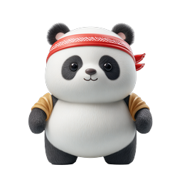 Cute Kung Fu Panda 3D Character Icon with Red Headband