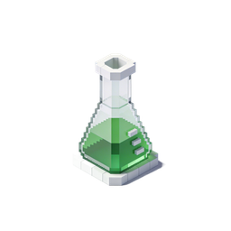 Pixelated Green Lab Flask Icon for Science and Education
