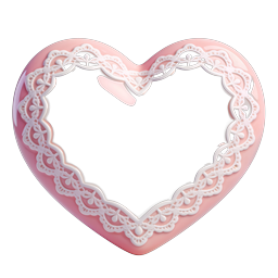 Pink Lace Heart Cookie Icon - Romantic 3D Design