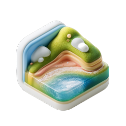 3D Landscape Diorama Nature App Icon Design