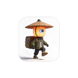 日本風の提灯配達キャラクターアプリアイコン