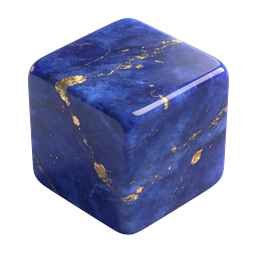 Lapis Lazuli Polished Cube 3D Icon with Gold Veins