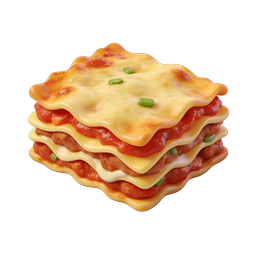 3D Lasagna Icon - Delicious Layered Italian Pasta