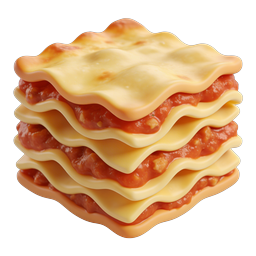 3D Lasagna Cube Icon - Italian Pasta Layered Design