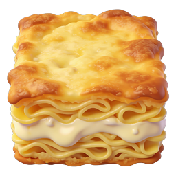 Layered Lasagna Pasta Stack Icon - Realistic 3D Food