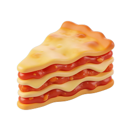 Lasagna Slice 3D Food Icon - Italian Pasta Layers