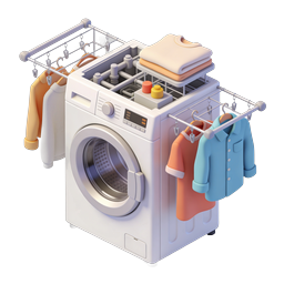 Washing Machine Laundry 3D Icon for Apps & Websites
