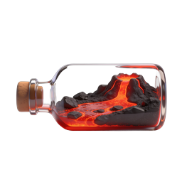 Lava Volcano Bottle 3D Icon | Realistic Volcanic Scene