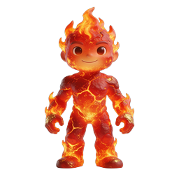 Cute Lava Fire Character 3D Icon | Elemental Hero