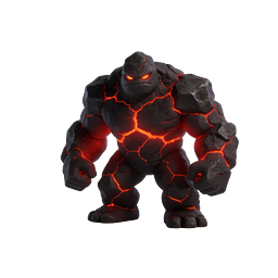 Lava Golem 3D Icon - Fiery Molten Rock Monster