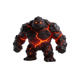 Icône de personnage golem de lave 3D - asset de jeu fantastique