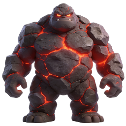 Icône 3D de personnage monstre de lave | golem de roche volcanique