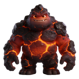 Friendly Lava Monster 3D Character with Glowing Magma Veins