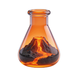 Ícone 3D de Vulcão de Lava em Frasco - Ciência de Poções