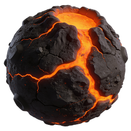 Lava Volcano Planet Icon - Fiery Molten Sphere Design