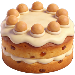 Delicious 3D Layer Cake Icon with Chocolate Chips & Cream