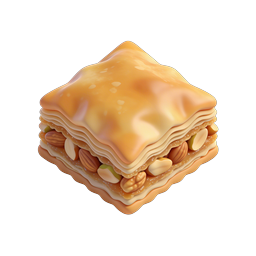 Layered Baklava Pastry Icon - 3D Clay Style Dessert