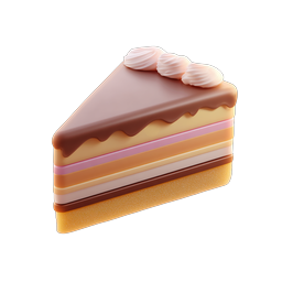 Layered Cake Slice Icon - Sweet Dessert 3D Illustration
