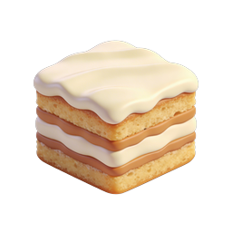 Layered Cream Cake Dessert Icon - 3D Food Icon
