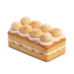 Realistic Layered Cream Cake 3D Icon with Powdered Sugar