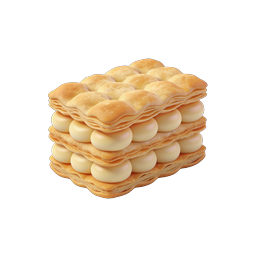 Layered Cream Pastry Icon - Realistic Bakery Dessert