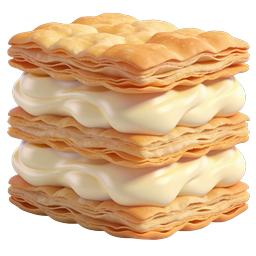 Layered Cream Pastry Icon - Realistic Dessert Stack