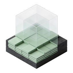 Isometric Layered Glass Platform Icon | Green Modular Design