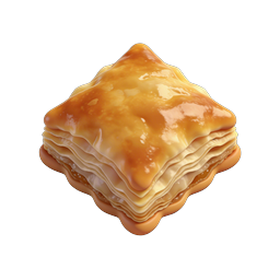 Golden Layered Glazed Pastry 3D Icon