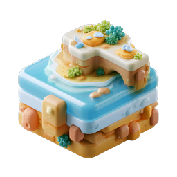 Layered Island Stack 3D Clay Icon - Tropical Terrain