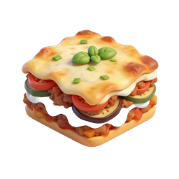 Layered Lasagna 3D Food Icon - Italian Cuisine