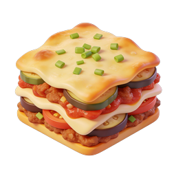 Layered Lasagna 3D Food Icon - Italian Cuisine