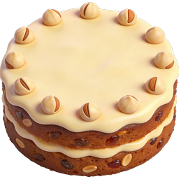 Decorative Layered Nut Cake 3D Icon - Bakery Dessert