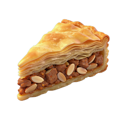 Layered Puff Pastry Slice with Almonds and Meat Filling