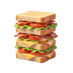 Layered Club Sandwich Icon - 3D Realistic Food Graphic